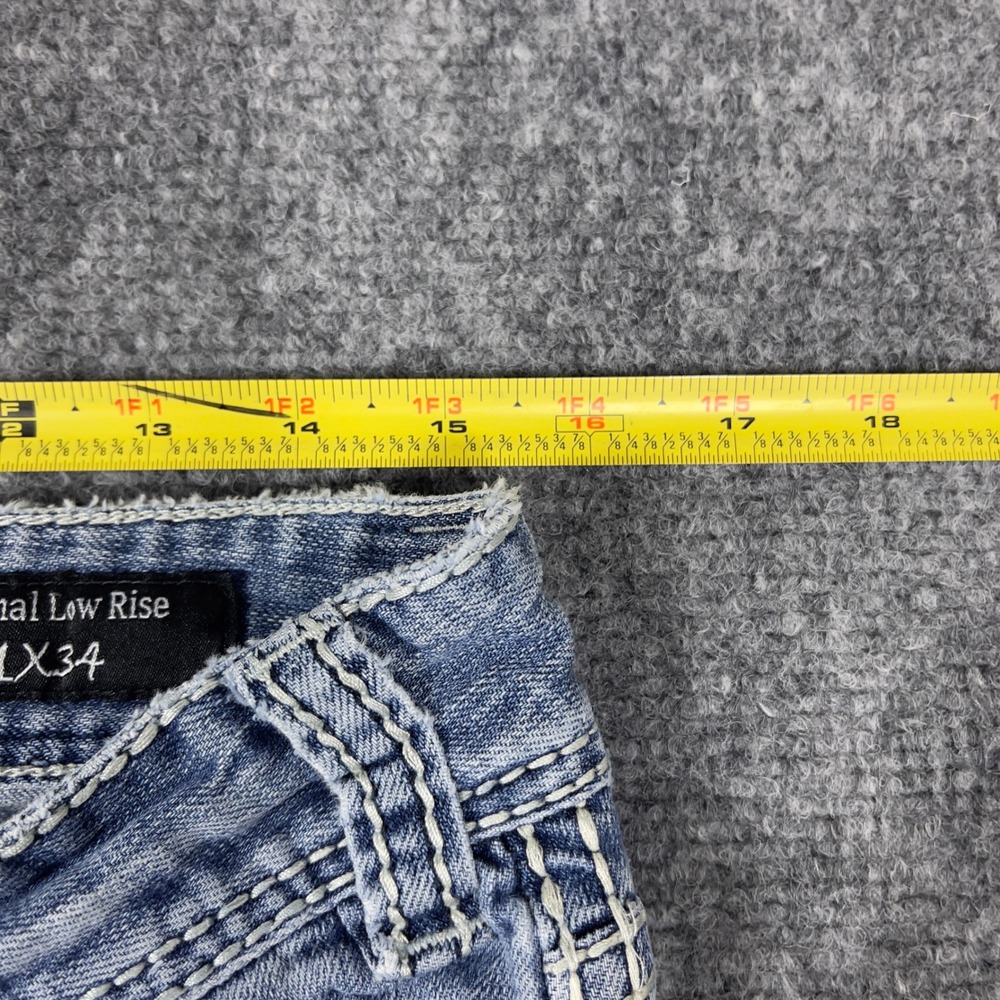 Y2K Rock and Roll Cowgirl Low Rise Bootcut Jeans Womens 31x29 Blue W0-3632 - Picture 4 of 11